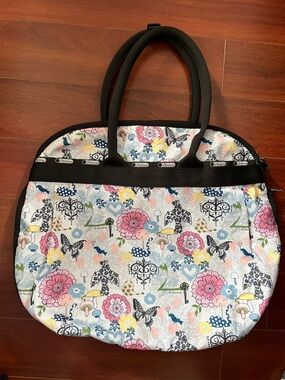 Lesportsac Pink, Blue & Yellow Floral Butterfly Tote